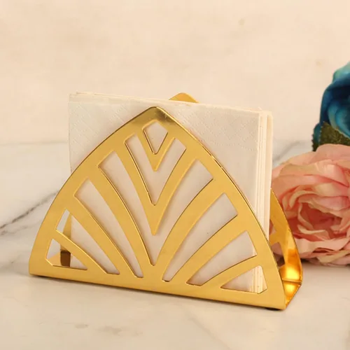 Miniatura 4 de Metal Napkin Holder Stand, Gold Triangular Tissue Dispenser for Restaurant and Home Table, Iron Art Hollow Design Napkin Storage Rack for Kitchen