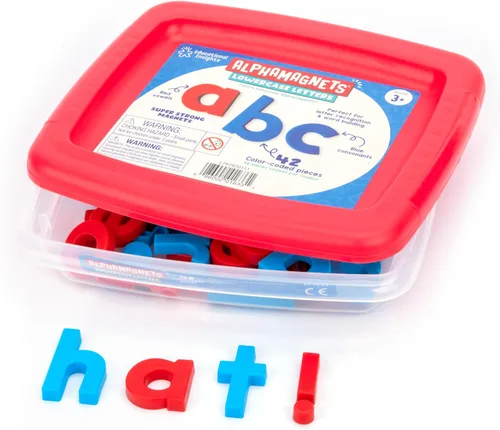 Educational Insights Imanes alfa minúsculas codificados por colores, juego de 42 letras minúsculas magnéticas: perfecto para la escuela en casa,