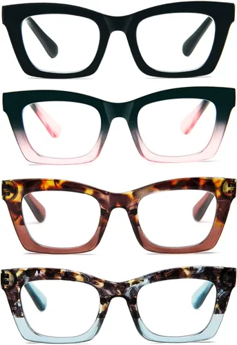 Miniatura 8 de Gafas de lectura para mujer, estilo Oprah, de gran tamaño, con bisagra de resorte cuadrada, lentes de bloqueo de luz azul