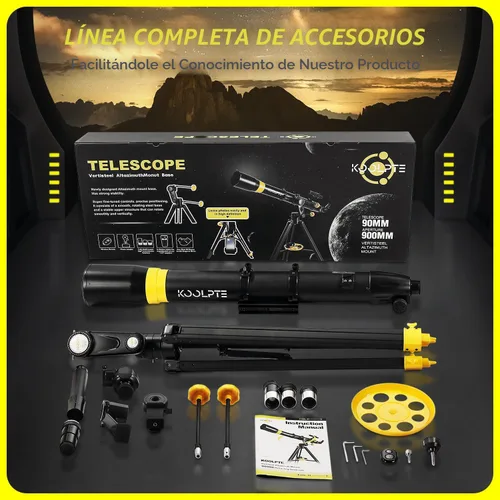 Miniatura 7 de Telescopio 90mm de apertura 900mm - Base de montaje AZ Vertisteel de alta precisión de ajuste, aumento 45-450x, control remoto inalámbrico