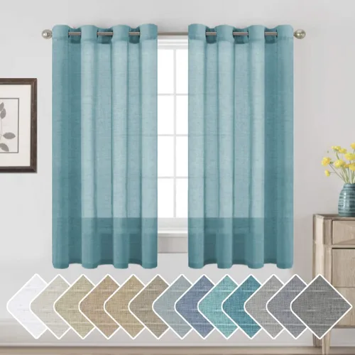 Miniatura 119 de H.VERSAILTEX Cortinas de 96 pulgadas de largo, cortinas de lino/cortinas transparentes de mezcla de lino natural/paneles/cortinas para sala