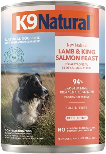 K9 Natural Lamb & King Salmon - Alimento húmedo para perros en paté sin granos, comida enlatada prémium para perros, con cordero de Nueva Zelanda