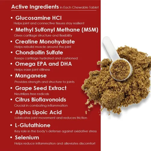 Miniatura 2 de Gránulos de triple fuerza HA para perros, glucosamina, condroitina, creatina, MSM y antioxidantes, suplemento de apoyo para cadera y articulaciones