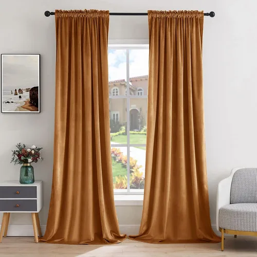 Miniatura 23 de MIULEE - Juego de 2 paneles de cortinas negro opacas y térmicas de terciopelo para la sala de estar y dormitorio, con bolsillo para cortinero, de 63