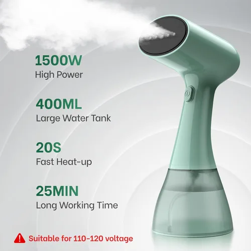Miniatura 2 de GS01 - Vaporizador para ropa, vaporizador de mano con tanque de agua ultra grande de 13.5 fl oz, alta potencia de 1500 W, calentamiento rápido 20S