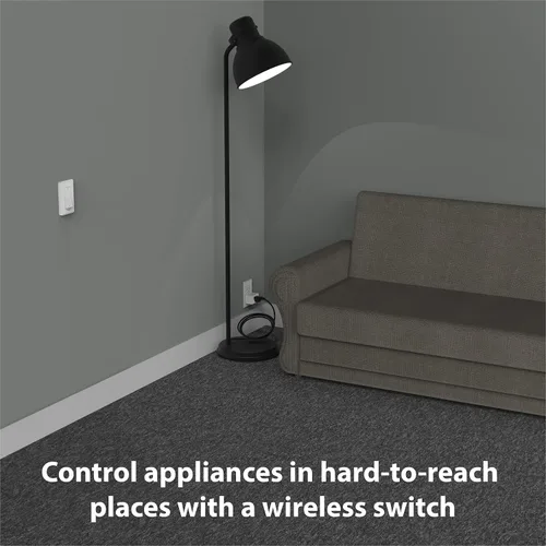 Miniatura 2 de Fosmon Enchufe de control remoto inalámbrico para interiores, interruptor de luz a batería con marca de encendido/apagado Braille, para luces, árbol