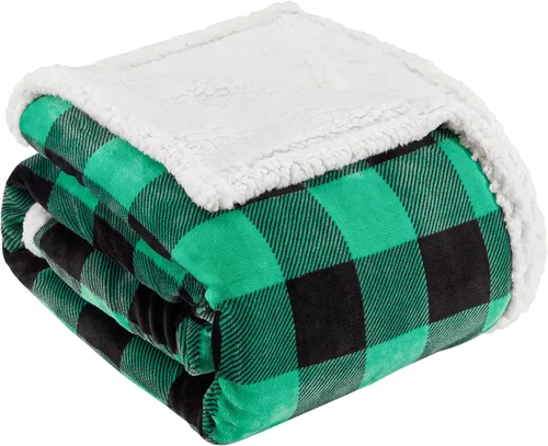 Miniatura 16 de Touchat Manta Sherpa Buffalo a cuadros tamaño individual de 60 x 70 pulgadas, mullida, suave y acogedora, manta de microfibra de felpa de franela