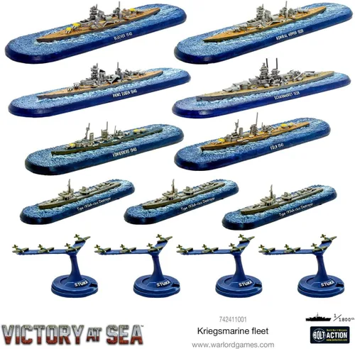Miniatura 2 de Warlord Victory at Sea - Flota alemana Kriegsmarine para victoria en el mar, acorazado de mesa de la Segunda Guerra Mundial, kit de plástico