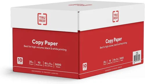 Miniatura 3 de Staples TRU RED - Papel de copia e impresora, 8.5 x 11, 20 libras, brillo 92, 5,000 hojas/cartón, papel blanco tamaño carta para oficina, escuela