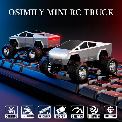 Miniatura 2 de OSIMILY MINI coche RC, control por aplicación escala 1:64 camión RC MINI de aleación todoterreno velocidad de control remoto del coche/dirección
