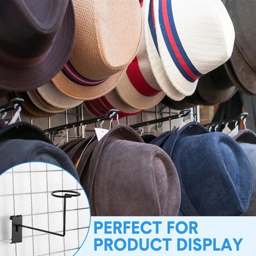 Miniatura 7 de Blulu 6 piezas de sombreros para pared de rejilla, estante de metal para casco, tienda minorista, estantes de exhibición, organizador de gorras
