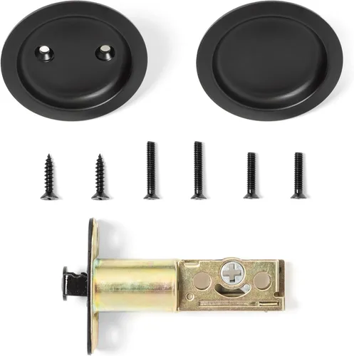 Miniatura 3 de Dynasty Hardware Pestillo de puerta de bolsillo, mango deslizante redondo para pasillo o armario, tirador de paso sin bloqueo, herrajes de puerta