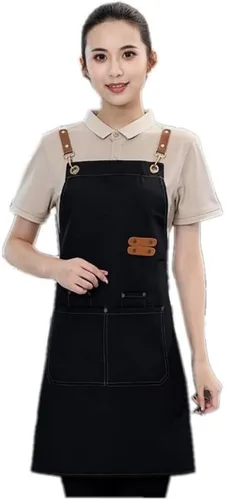 Miniatura 13 de Delantal de chef de lona, delantal de espalda cruzada para hombres y mujeres con correas ajustables y bolsillos grandes, delantal de lona