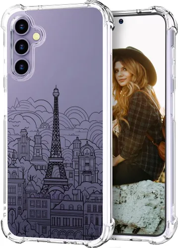 Miniatura 33 de Hungo Funda compatible con Samsung Galaxy S25 Plus/S24 Plus, diseño transparente, diseño femenino de piel femenina S24+ S25+ de astronauta
