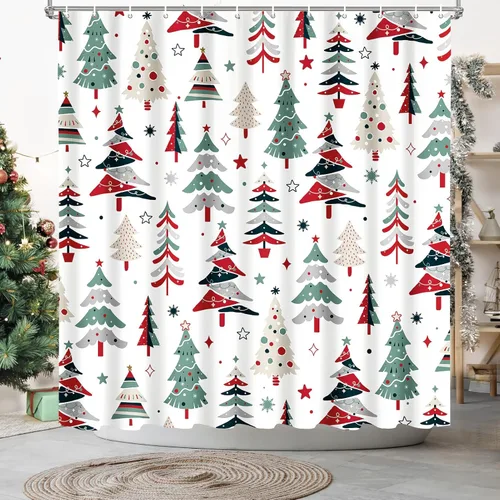 Miniatura 12 de Cortina de ducha Lalumix negra floral, cortinas de ducha con flores para baño con 12 ganchos, juegos de cortinas de ducha de tela de poliéster