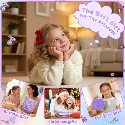 Miniatura 7 de PERRYHOME Kit de maquillaje para niños para niña, juego de cosméticos reales lavables de 59 piezas, juego de maquillaje para niños no tóxicos, kit