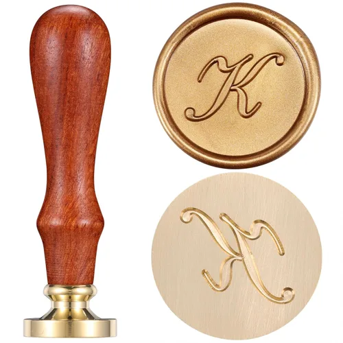 Miniatura 12 de Yoption - Sello de cera con diseño de letra del alfabeto y cabeza de latón retro, sello clásico