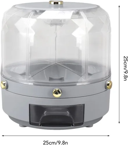 Miniatura 7 de Contenedor de almacenamiento de granos, caja dispensadora de arroz giratoria, dispensador de granos de 6 rejillas, dispensador de alimentos