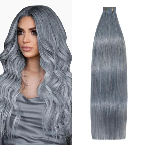 Miniatura 14 de Extensiones de cabello humano real color negro azabache, extensiones de cabello humano 100% Remy, sedosas y lacias, para mujeres, 20 unidades por