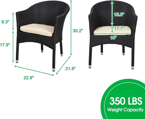 Miniatura 3 de TRY & DO Silla de comedor de mimbre de ratán para patio al aire libre con cojín suave extraíble, silla de comedor de ratán para interiores