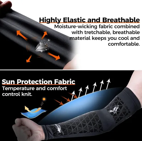 Miniatura 5 de COOLOMG Manga de compresión para brazo de fútbol con agarres para antebrazo y codo, manga de protección solar para niños, jóvenes y adultos Negro