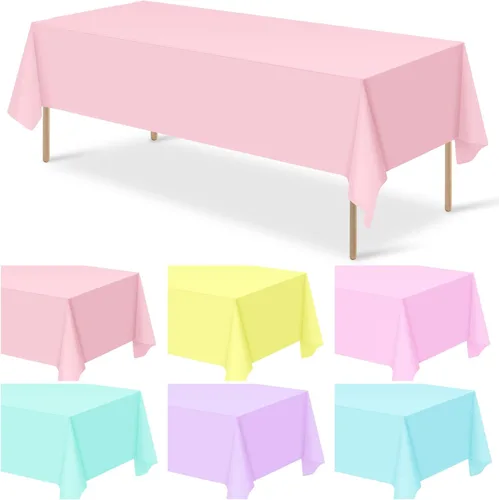 Miniatura 13 de MASHAN 6Pack de manteles para revelación de género, manteles desechables de plástico rosa y azul, fundas de mesa rectangulares para decoración