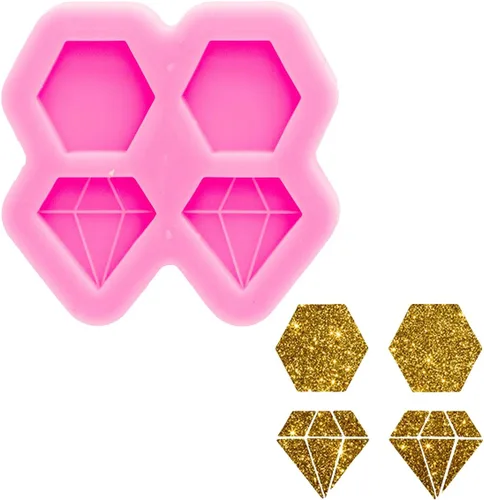Miniatura 11 de Aretes con forma de triángulo y diamante superbrillantes, molde de silicona, molde de resina, llavero de bricolaje, moldes epoxi, fabricación