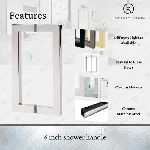 Miniatura 4 de Manija de puerta de ducha – Puertas de cristal de ducha de alta calidad – Manija de puerta de vidrio de acero inoxidable – Diseño duradero y Cromado