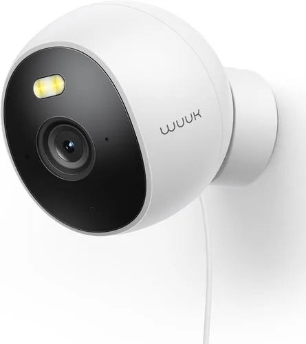 WUUK Cámara de seguridad, cámara con cable de 4 MP para interiores y exteriores, reconocimiento facial, visión nocturna a color y foco, sin tarifa