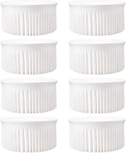Miniatura 42 de 2 Pack White 72 inch Round Spandex Tablecloth, Washable Stretchy Fitted 6FT Round Tables,Elastic Edge with Skirt, Wrinkle-Free Table Cloths for