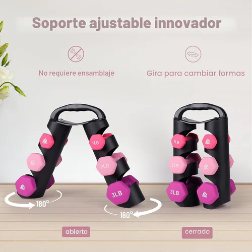 Miniatura 3 de LIONSCOOL Juego de 2 mancuernas con revestimiento de neopreno, mancuernas hexagonales antideslizantes y que no se ruedan en par para entrenamiento