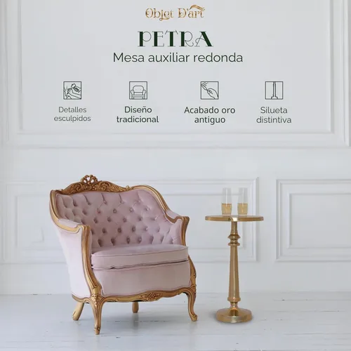 Miniatura 3 de Mesa auxiliar redonda dorada pequeña de Objet D'Art, de acento, final, pedestal, Martini, mesa de cóctel y bebida para sala de estar y espacios