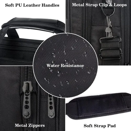 Miniatura 6 de Ytonet Maletín para laptop para juegos de 18 pulgadas, funda extragrande expandible para computadora, bolsa resistente al agua para hombres con Negro