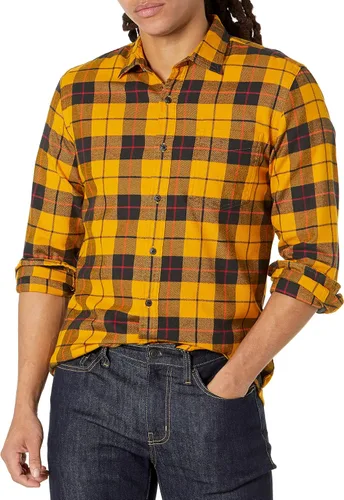 Miniatura 71 de Amazon Essentials Camisas de franela de manga larga para hombre, corte ajustado, a cuadros con botones