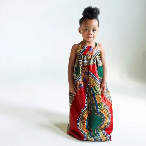 Miniatura 7 de WOCACHI Vestido largo de verano para niñas pequeñas Dashiki africanas, estilo étnico bohemio con estampado digital, Niñas
