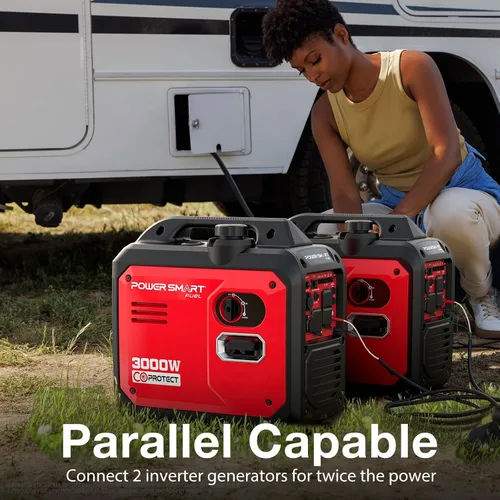 Miniatura 5 de PowerSmart Generador portátil del inversor de 3000 vatios accionado a gas, silencioso para acampar