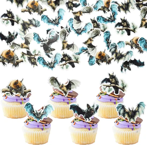 Miniatura 15 de Gyufise 24 adornos para cupcakes de Halloween con calabaza, fantasma, purpurina negra, decoraciones para cupcakes para niños, decoración de fiesta