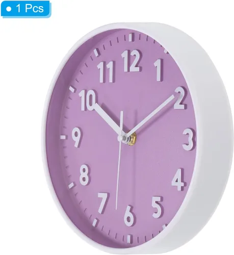 Miniatura 3 de PATIKIL Reloj de pared de 8 pulgadas, con número 3D, de cuarzo, funciona con pilas, silencioso, sin tictac, redondo, para decoración de oficina