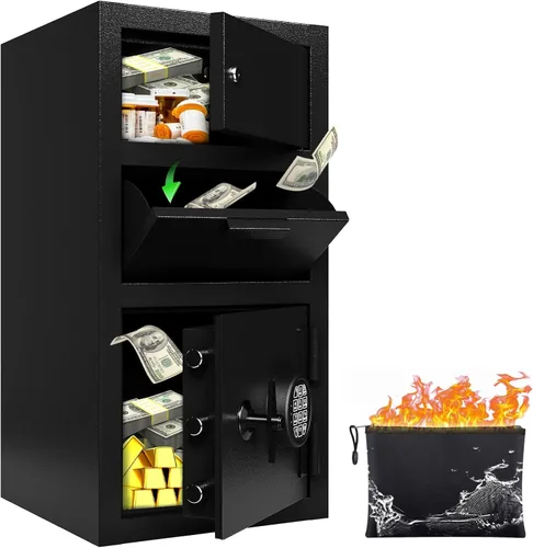 Miniatura 11 de KAER Caja fuerte de 2.6 pies cúbicos para negocios, caja fuerte para efectivo con ranura para caída, caja fuerte de dinero resistente de 53.8 libras