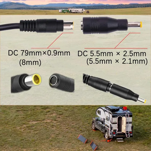 Miniatura 5 de Adaptador de panel solar, DC7909 hembra a conector macho DC5525, 0.315 in a 0.217 in, para generador solar, estación de energía portátil, batería