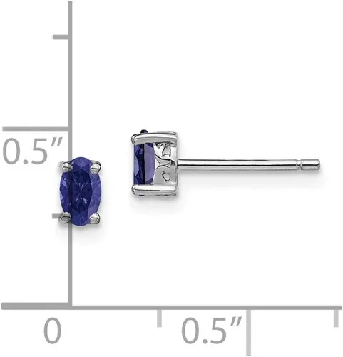 Miniatura 2 de Aretes de plata de ley 925 maciza de 0.197 x 0.118 in, ovalados con piedras preciosas de septiembre azul zafiro 0.197 in x 0.118 in, Gema, Zafiro