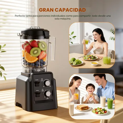 Miniatura 6 de Licuadora, licuadora de 1800 W con molinillo, licuadoras profesionales de 6 cuchillas para cocina, tritura hielo, autolimpieza, tarros de 68 onzas