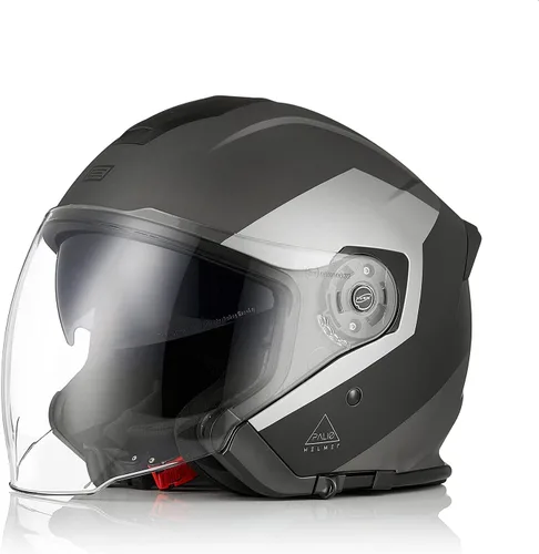 Miniatura 8 de ORIGINE Casco de motocicleta de cara abierta 3/4 con doble visera para scooters, aprobado por DOT