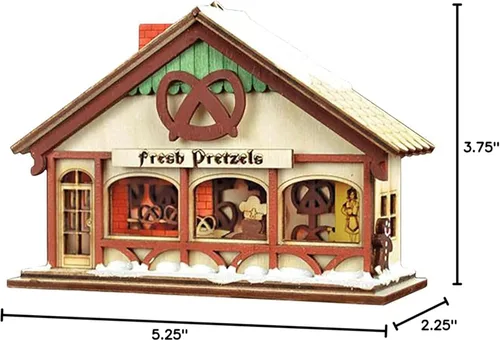 Miniatura 3 de Old World Christmas Peppermint Twist Pretzel Shop Adorno de madera para árbol de Navidad, decoración navideña hecha a mano, colección