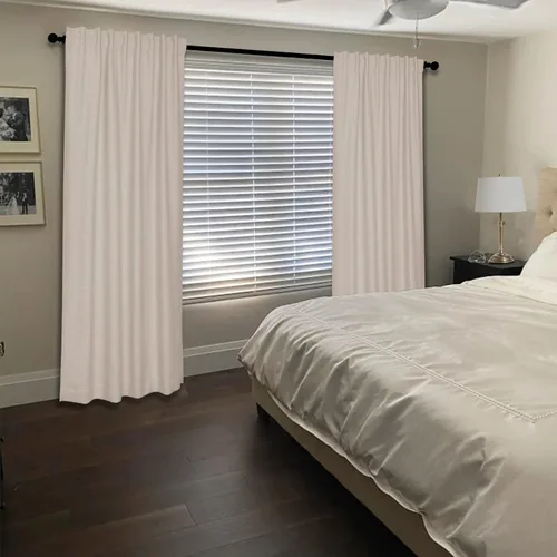Miniatura 3 de Frelement Cortinas opacas de lino natural, paneles de cortinas con bolsillo para barra y pestaña trasera, para sala de estar, cortinas