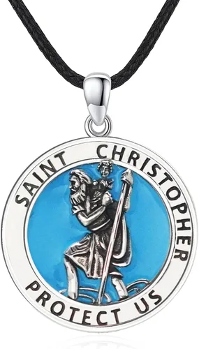 Miniatura 100 de Collar de plata de ley 925 con medalla de San Patrón, colgante de protección católica, amuleto, joyería religiosa para hombres y mujeres