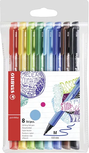 STABILO Fineliner pointMax - Paquete de 8 - Colores surtidos Colores Variados