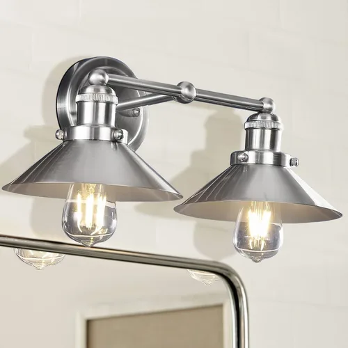 Miniatura 6 de JONATHAN Y JYL7427B JYL7427B del 17 de julio, lámpara de pared de sombra metálica de 44.5 cm con 2 luces, estilo granja contemporáneo transicional