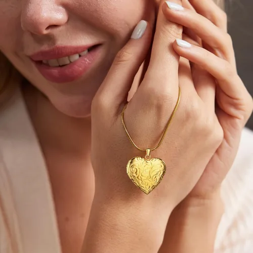 Miniatura 5 de Fanery sue Collar con medallón de corazón que sostiene imágenes, collares personalizados con fotos personalizadas, con imagen