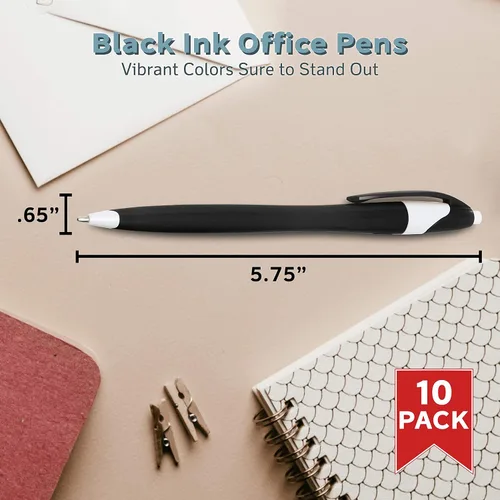Miniatura 5 de DISCOUNT PROMOS Juego de 10 bolígrafos de oficina de plástico de dos tonos, paquete a granel, tinta negra, ideal para oficina, escuela, negocios
